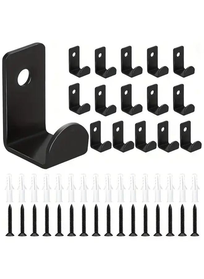 Black Metal Wall Mounted Coat Hooks 16pcs Space Saving Storage For Home Organization - Image 1